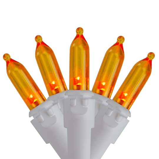 100ct. LED Mini Christmas Lights With White Wire By Northlight in Orange | 33 ft | Michaels®